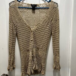 Tan Crochet Cardigan